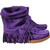 ticticlily Stivali Stivaletti Donna Scarpe da Donna Stivaletti con Frange da Donna Stivaletti Bassi Stile retrò Romano Tinta Unita con Nappine A Viola 40 EU