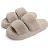 Chantomoo Pantofole da donna in memory foam pantofole da donna soffici comode pelliccia sintetica pantofole pelose camera da letto interni punta aperta due nastri regalo alla moda, marrone, 38/39 EU