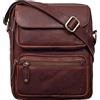 ROYALZ 'Florida' Piccola borsa a tracolla da uomo in pelle vintage mini borsa messenger, Colore:Roma Cognac Marrone