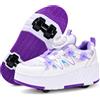 FANSU Scarpe con Rotelle Bambina 4 Ruote Rimovibili, Scarpe da Ginnastica 2 in 1 con Chiusura a Rotella, Sneakers in Rete Traspirante per Ragazze 3-16 Anni