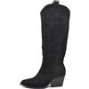 IF Stivali Texani Donna Alti Sotto il Ginocchio in Camoscio Sintetico Stile Western Cowboy J35 nero N.37
