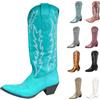 MJGkhiy Stivali Donna Texani Alti Western Stivaletti Con Tacco a Blocco Camoscio Stivale A Punta Invernali Pelle Boots Marroni Cowboy Stivali Camperos Stivaletto Comodi