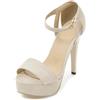 LarDorLin Donna Tacco a Spillos Estate Plateau Sandals Semplici Punta Aperta Sposa Damigella D'Onore Tacco Alto Bowknot Sandali Beige Numero 36.5 EU (37 Cn)