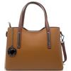 Chicca Borse Borsa a Mano Elegante Donna in Pelle Made in Italy Taglia Media con Tracolla (Cuoio - Marrone)