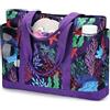 VASCHY Borsa Mare Grande,Borsa Spiaggia Donna Impermeabile Borse Tela Mare con Tasche Multifunzione Piegevole Viaggio Estiva Corallo Viola