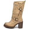 IF FASHION Stivaletti Tronchetti Da Donna Con Tacco Grosso Plateau Borchie Pelle Sintetica G669 beige N.39