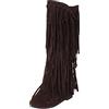 MJGkhiy Stivali con Frange Donna Texani Alti Camoscio Stivale Con Tacco Bassi Marroni Western Stivaletti Comodi Cowboy Boots Camperos Stivali Neri