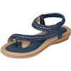 Amissz Sandali Donna Sandalo Estive Eleganti Scarpe Bassi Eleganti Strass Decorato Comodi Piatto Infradito da Mare Stile 1 Blu 39 EU