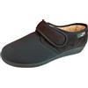 Gaviga 6903 NERO FALCO Pantofole da donna con strappo elasticizzate per riabilitazione in panno con fodera in lana e suola antiscivolo
