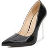 HIKKWXVN Scarpe da Donna con Tacco a Punta da 4,3 Décolleté con Tacco a Spillo Scarpe Eleganti Slip-on con Tacco Alto, Tacchi Alti di Grandi Dimensioni Tacchi Sexy in Metallo da Discoteca,Nero,37 EU