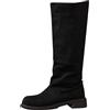 Generic Stivali da donna con tacco elegante in pelle scamosciata, stivaletti pieghevoli over western larghi, mezze alti, alla caviglia, a gambo lungo, per autunno e inverno, Nero , 38 EU