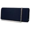 Emila Pochette raso blu elegante cerimonia da donna ragazza signora Borsa a mano piccola Clutch borsetta tinta unita di moda matrimonio comunioni Raso Blu