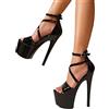 PAXAS Sexy Super Tacco Alto Piattaforma Pole Dancing Spogliarelliste Moda Open Toe Fibbia Cinturino Sandali Estate Cerniera Donna Pompe