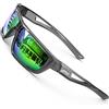 ATTCL Polarizzate Occhiali da sole da uomo con montatura in TR90 rettangolare classico da uomo J2021 Clear+green