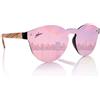 glozzi Occhiali da Sole Tondi in Legno da Donna con Lenti Polarizzate UV400 Aste in Legno e Custodia in Sughero