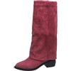 Generic Stivali Donna Invernali Autunnali, Texani Cowboy Stivaletti Alti, Stivali al Ginocchio Donna, Stivaletti con Tacco Punta, Stivaletto Wide Fit con Plateau, Fold Over Boots Marroni