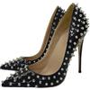 Omeslike Décolleté a Spillo Neri a Punta da Donna con Design a Rivetto - Scarpe da Sera alla Moda per Feste,Nero,45 EU