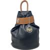 Chicca Borse - Borsa Zaino da Donna in Vera Pelle Made in Italy - 28x35x12 Cm (Nero - Cuoio)