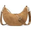 Expatrié Borsa a Tracolla Donna - Lea Small Suede | Borsa a Spalla Mezzaluna, Crossbody Moon Bag, Marsupio Rotonda in Pelle Vegana, Idrorepellente
