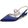 JOEupin Scarpe basse da donna a punta in cristallo da sposa in raso scarpe da sposa scarpe da sposa appartamenti da sera ballo di fine anno