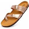 GONKOS®, Sandali Infradito in Pelle, Sottopiede Anatomico in Sughero, Vera Pelle, Sughero Naturale, Fibbia Regolabile sul Piede, Infradito Unisex, Sandali di Qualità Made in Spain