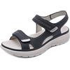 SMajong Sandali Donna Ortopedico con Adjustable Strappo Sandali Estivi Leggere Comode Cuoio Artificiale Sandali con Zeppa Vintage Moda Scarpe Versatili, B Nero,37 EU