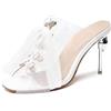 LarDorLin Tacco a Spillo Mules Donna Trasparente Pantofole Punta Aperta Sposa Ciabatte Eleganti Festa Tacco Alto con Cristalli Finto Bianco Numero 31 EU