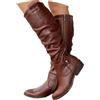 shownicer Stivali Alti Donna Stivaletti in Pelle Scamosciata Eleganti Stivali con Punta Tonda Autunnali Invernali Comodi Stivali in Tinta Unita A Vino Rosso 35