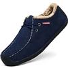 Asifn Scarpe Scamosciate Invernali Mocassini Uomo Caldi Peluche da Barca per Interni Scarpe Ginnastica Esterne Memory Foam（Blu,42/43 EU,43 Taglia del Marchio