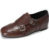 Generic Mocassini con Zeppa Interna Donna Scarpe Monk Strap Rialzate per Feste e Banchetti Oxford Platform Eleganti Pelle Microfibra,Marrone,38 EU
