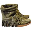 ticticlily Cowboy Western Scarpe da Donna Stivali Stivaletti Frange Etnici Stivaletti Donna Estivi Cuoio con Frange Fantasia Fondo in Gommae Moda A Army Green 38 EU
