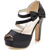 Lroey Reoly Sandali con Tacco Alto Donna, Sandali Punta Aperta Eleganti Piatto Scarpe da Sposa con Plateau Fibbia con Cinturino a T Bow, Numero 35-43