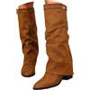 ticticlily Fold Over Stivali Alti Donna Invernali Stivaletti Con Risvolto A Punta Boots Eleganti per Autunno Invernale B Marrone 38 EU
