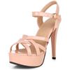 LarDorLin Donna Tacco a Spillos Estate Plateau Sandals Semplici Punta Aperta Sposa Damigella D'Onore Tacco Alto Bowknot Sandali Rosa Numero 35 EU