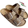 BIOMODEX CIABATTE ciabatte Donna Borchie in vera pelle scamosciata DUCHESS doppia fibbiaciabatta borchiata made in italy