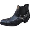 Generisch Stivaletti Western da uomo, Chelsea, corti, unisex, da lavoro, da motociclista, invernali, da equitazione, da cowboy, comodi, con plateau, Nero , 40 EU
