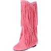 MJGkhiy Stivali con Frange Donna Texani Alti Camoscio Stivale Con Tacco Bassi Marroni Western Stivaletti Comodi Cowboy Boots Camperos Stivali Neri