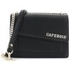CAFèNOIR - Borsa a Spalla da Donna in Pattina Asimmetrica con Lettering in Metallo, Tracolla a Catena Doppia con Spallaccio Imbottito e Comodo e Tasca Frontale Applicata