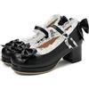 GYYZAYH Donne Rotondo Punta Mary Jane Scarpe Lolita Shoes Bowknot Pelle Scarpe Dolce Bocca Scarpe Piattaforma Lolita Scarpe per Cosplay,Nero,42 EU