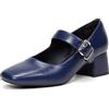GENSHUO Scarpe Donna Eleganti, Mary Jane Donna Classico Décolleté con Cinturino alla Caviglia Regolabile, Scarpe Comode Donna Anti-Slip e Resistente all'Usura, Blu Marino, 39 EU