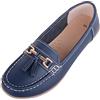 Absolute Footwear Mocassino da donna in pelle casual, con ponte/scarpe da barca/sandali, Blu scuro, 38 EU