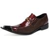 Yhsdfcn Mocassini Uomo Motivo Serpente Patchwork in Camoscio Scarpe Eleganti Punta Metallica Fibbia Dorata Matrimonio Festa Palcoscenico Moda Scarpe,Rosso,43EU