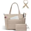Moyad Borsa Tote Donna Piumino, Shopper a Mano Grande per Lavoro Viaggio | Imbottitura Morbida, Tasca Laptop 15.6, Tracolla Regolabile, Tasca Nascosta, Uso Quotidiano, Effetto Puff