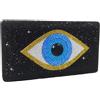 Boutique De FGG Malocchio Donna Strass Borsa da Sera Pochette e Clutch di Cristallo Borse da Ballo Festa Scatola di Metallo Borsetta, Mini, Nero