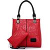 DEERWORD Donna Borse a Spalla Borsa a Tracolla Elegante Grandi Firmate Marca Mano Antifurto PU pelle 5706 2 pz Vino Rosso