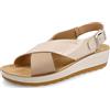 Fly Flot Sandalo Donna in Ecopelle Fasce Incrociate con Cinturino Regolabile, Fodera Traspirante Air Flot e Sottopiede in Pelle