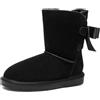 DREAM PAIRS Stivali Invernali da Donna FuzzyChic con Fiocco in Vera Pelle Scamosciata Fodera Stivaletti Corti per Esterno e Interno,Size 36.5,Nero,SDSB2408W