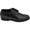 Malu Shoes Scarpa Classica Uomo Stringata Liscia in Vera Pelle abrasiva Blu Lucida Elegante con Suola Cuoio Antiscivolo Tacco 2 cm