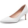 Zhabtuc Kitten Heel Low Pumps 2.4 Pollici Chiuso Punta Aguzza Sexy Comodo Donne Elegante Scarpa al Lavoro Ufficio Appuntamento Ballo Festa Matrimonio Chiesa, Bianco Opaco, 38 EU