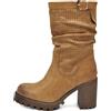 IF FASHION Stivaletti Strivali Tronchetti Aricciati Con Tacco Grosso Plateau Pelle Sintetica Da Donna G675 camel N.41